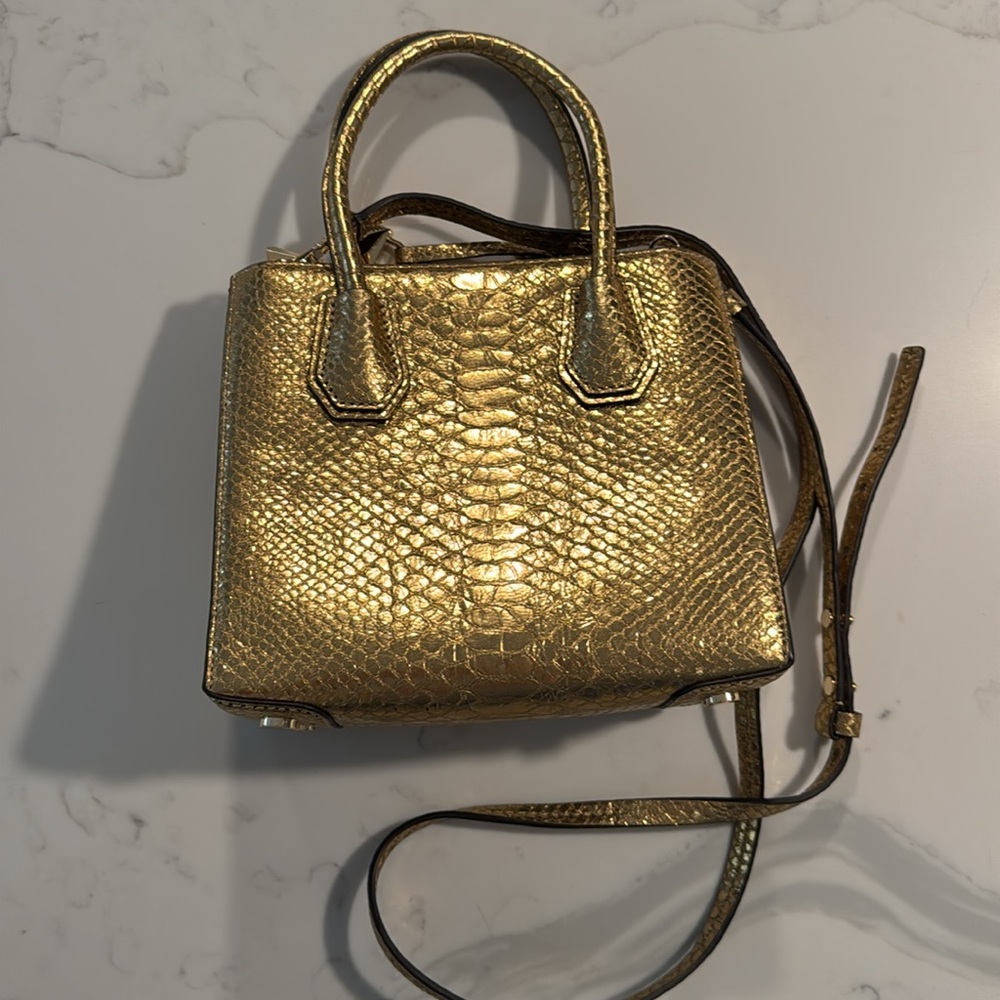 Michael Kors Gold Textured Handbag - Picture 2 of 8